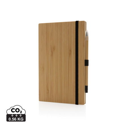 Set avec carnet et crayon infini en bambou Personnalisable | BCM Goodies - 3