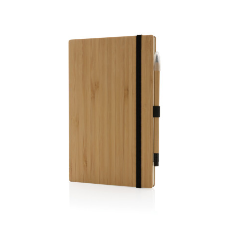 Set avec carnet et crayon infini en bambou Personnalisable | BCM Goodies - 1