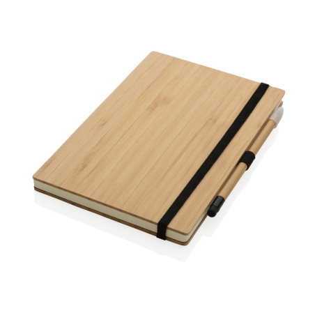 Set avec carnet et crayon infini en bambou Personnalisable | BCM Goodies - 2