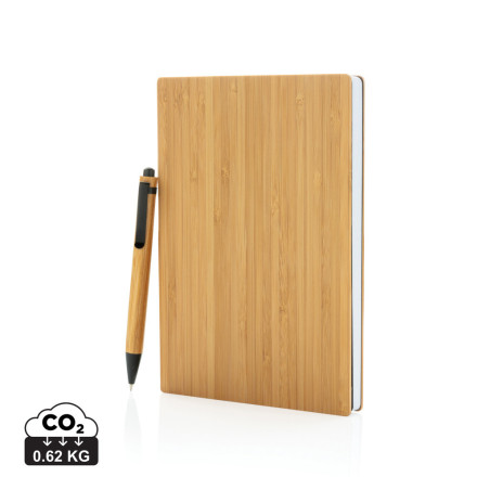 Set carnets de notes A5 et stylo en bambou Personnalisable | BCM Goodies - 3