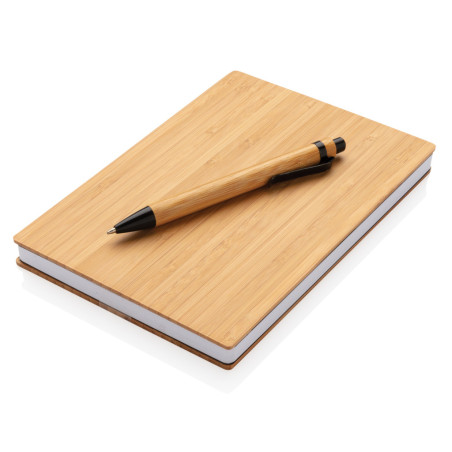 Set carnets de notes A5 et stylo en bambou Personnalisable | BCM Goodies - 2