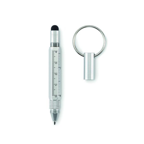 Porte-clés avec stylo à bille TWEN en aluminium recyclé - BCM Goodies