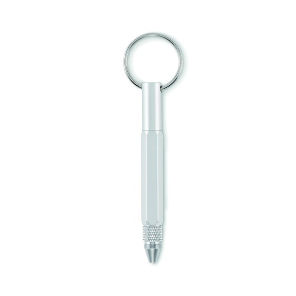 Porte-clés avec stylo à bille TWEN en aluminium recyclé - BCM Goodies