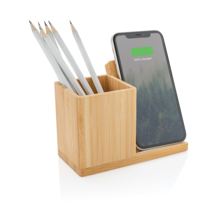 Chargeur sans fil 10W en bambou Calgary Personnalisable | BCM Goodies - 2