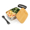 Boîte à Lunch en acier avec couvercle en bambou et cuichette Personnalisable | BCM Goodies - 2