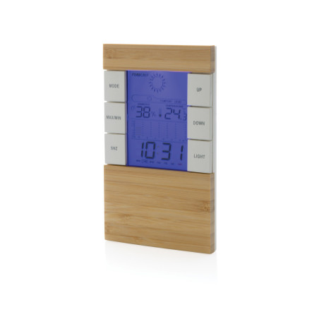 Station météo en bambou FSC® et plastique recyclé RCS Utah Personnalisable | BCM Goodies - 1