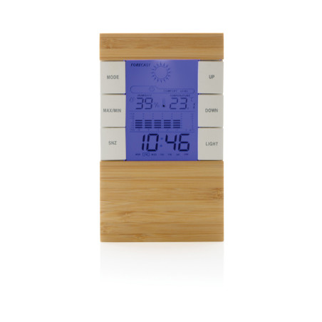 Station météo en bambou FSC® et plastique recyclé RCS Utah Personnalisable | BCM Goodies - 2