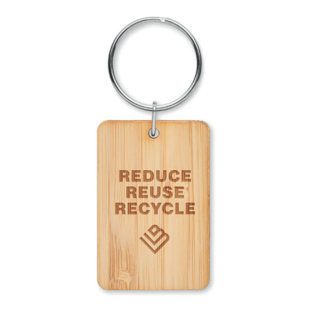 Porte-clés rectangulaire bambou ANGLEBOO Personnalisable | BCM Goodies - 4