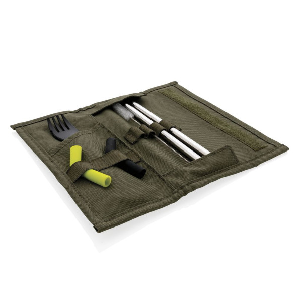 Set pailles 2 pcs et couverts Tierra - Ensemble écologique en acier inoxydable pour réduire l'impact environnemental