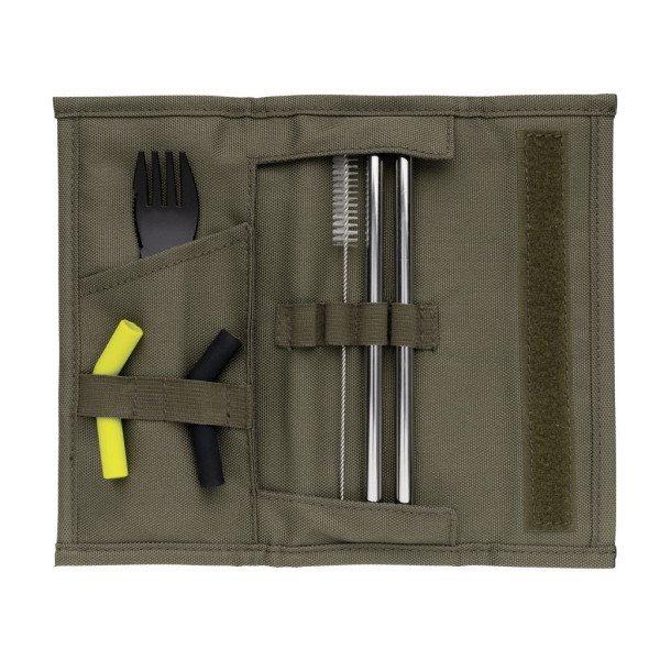 Set pailles 2 pcs et couverts Tierra - Ensemble écologique en acier inoxydable pour réduire l'impact environnemental