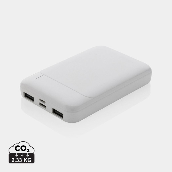 Powerbank 5000 mAh en plastique recyclé RCS avec câble de chargement en TPE recyclé