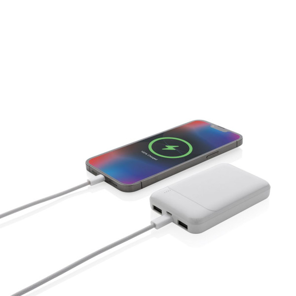 Powerbank 5000 mAh en plastique recyclé RCS avec câble de chargement en TPE recyclé