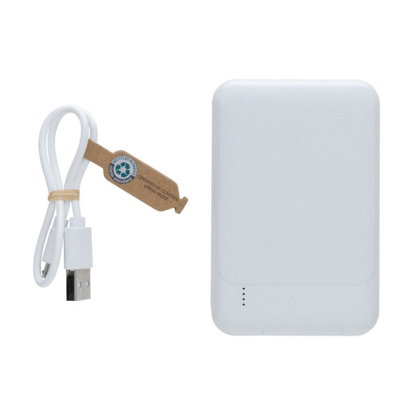 Powerbank 5000 mAh en plastique recyclé RCS avec câble de chargement en TPE recyclé