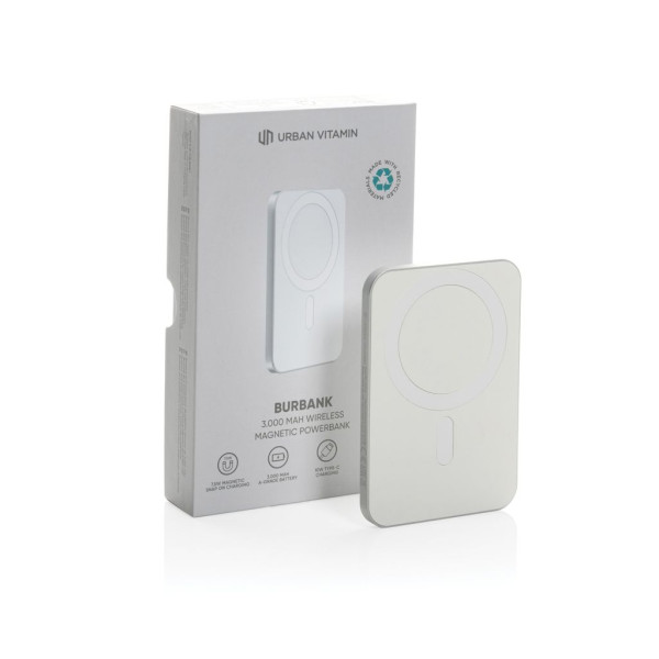 Powerbank 3000mAh en plastique/alu RCS UrbanVitamin Burbank - Batterie portable magnétique pour iPhone et Android - Charge rapid