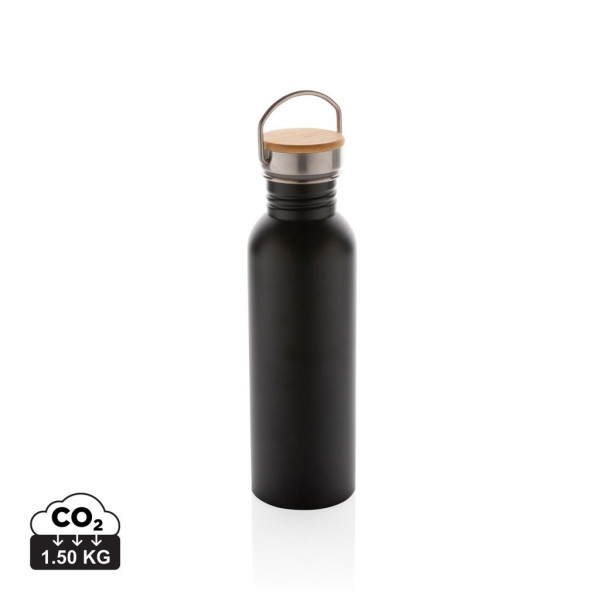 Bouteille en acier inoxydable avec couvercle en bambou - 700ml - Accessoire pratique et écologique