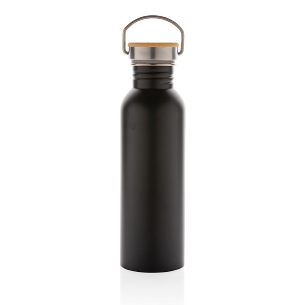 Bouteille en acier inoxydable avec couvercle en bambou - 700ml - Accessoire pratique et écologique