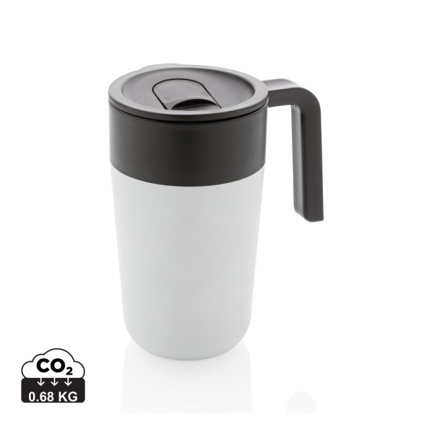 Tasse en acier inoxydable et PP recyclé GRS avec poignée - 480 ml | Produit écologique et personnalisable