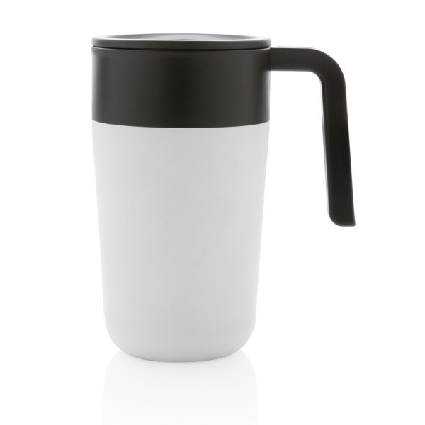 Tasse en acier inoxydable et PP recyclé GRS avec poignée - 480 ml | Produit écologique et personnalisable