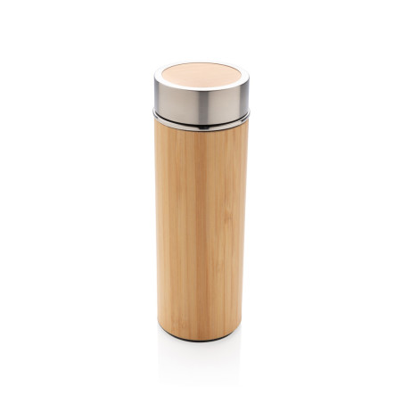 Bouteille isotherme en bambou à goulot large Personnalisable | BCM Goodies - 1