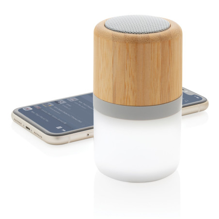 Enceinte 3W en bambou avec lumière dambiance Personnalisable | BCM Goodies - 2