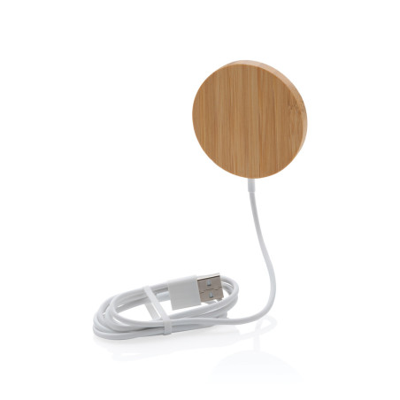 Chargeur magnétique sans fil en bambou 10W Personnalisable | BCM Goodies - 1