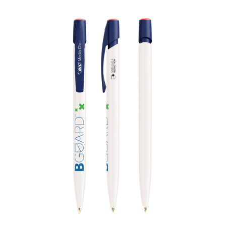 Stylo bille BIC® Media Clic BGUARD™ Antimicrobial Ecolutions® Logo SARS-CoV-2 Personnalisable | BCM Goodies - 1
