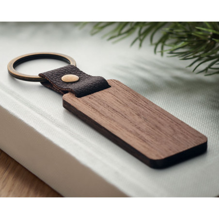 Porte-clés en noyer et PU NAWKEY Personnalisable | BCM Goodies - 1
