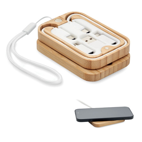 Chargeur sans fil 15W bambou CHARGOO Personnalisable | BCM Goodies - 1