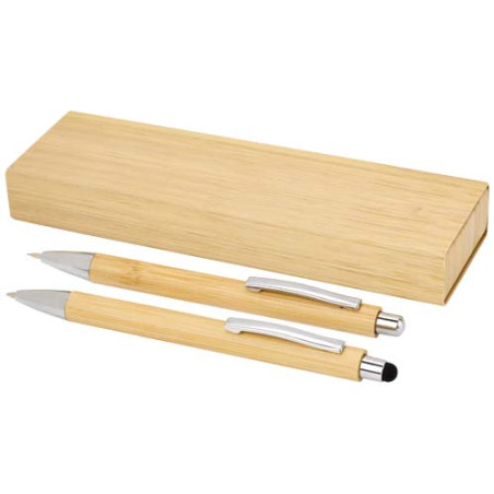 Set stylo bille et porte-mine Oblys en bambou (encre noire) Personnalisable | BCM Goodies - 4