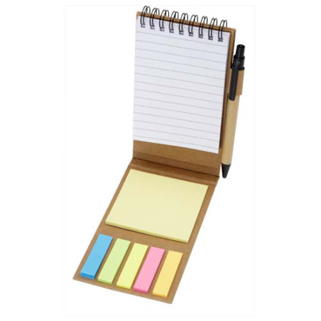 Bloc-notes autocollant avec stylo bille Flipper (encre noire) Personnalisable | BCM Goodies - 1