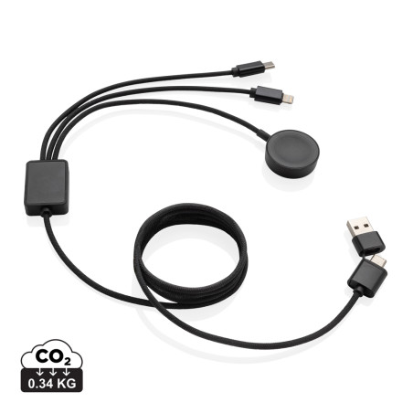 Câble 6-en-1 avec chargeur de montre en rPET RCS Terra Personnalisable | BCM Goodies - 3
