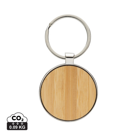 Porte-clés rond en alliage de zinc RCS et bambou Personnalisable | BCM Goodies - 3
