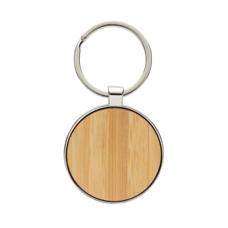 Porte-clés rond en alliage de zinc RCS et bambou Personnalisable | BCM Goodies - 1