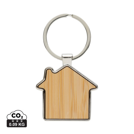 Porte-clés maison en alliage de zinc RCS et bambou Personnalisable | BCM Goodies - 3