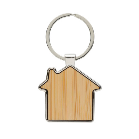 Porte-clés maison en alliage de zinc RCS et bambou Personnalisable | BCM Goodies - 1