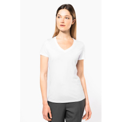 T-shirt Supima® col V manches courtes femme Personnalisable | BCM Goodies - 4