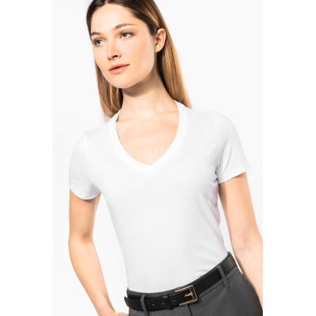 T-shirt Supima® col V manches courtes femme Personnalisable | BCM Goodies - 2