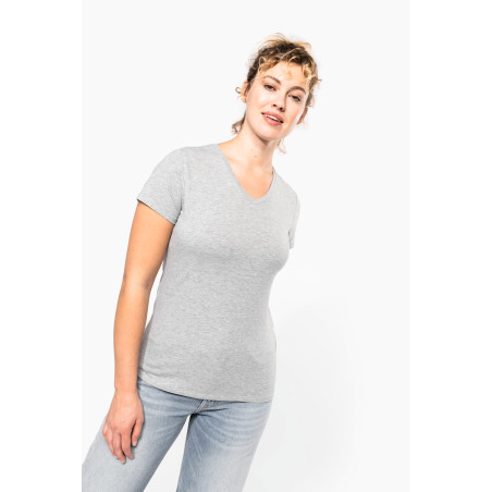 T-shirt col V manches courtes femme Personnalisable | BCM Goodies - 4
