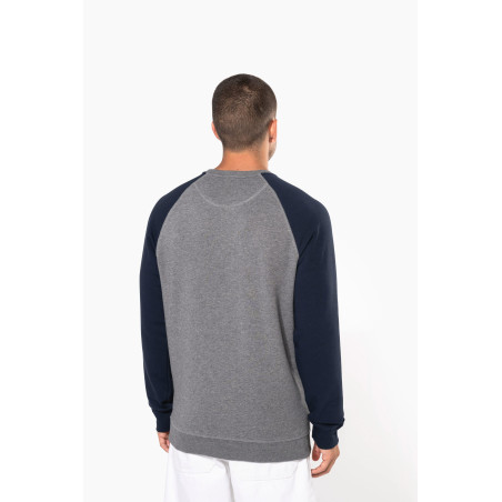 Sweat-shirt French Terry Bio bicolore col rond manches raglan homme Personnalisable | BCM Goodies - 1