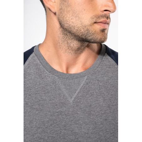 Sweat-shirt French Terry Bio bicolore col rond manches raglan homme Personnalisable | BCM Goodies - 2