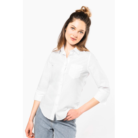 Chemise popeline polycoton manches 3/4 entretien facile femme Personnalisable | BCM Goodies - 2