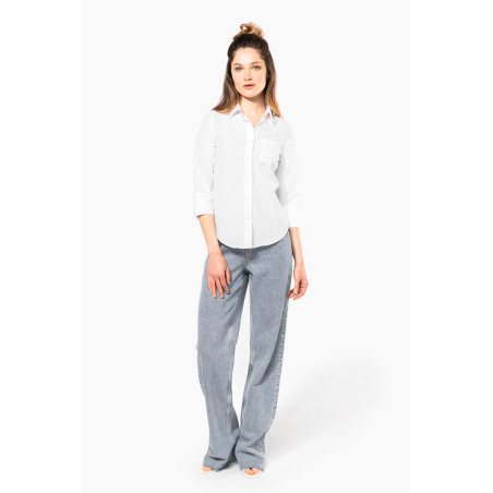 Chemise popeline polycoton manches 3/4 entretien facile femme Personnalisable | BCM Goodies - 3