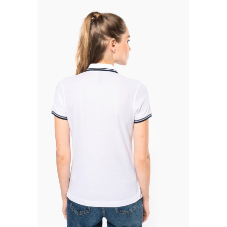 Polo femme manches courtes à liserés contrastés Personnalisable | BCM Goodies - 1