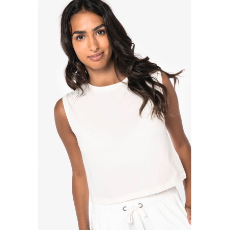 T-shirt écoresponsable  crop sans manche femme Personnalisable | BCM Goodies - 3