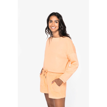 Sweat-shirt écoresponsable à col rond oversize crop femme Personnalisable | BCM Goodies - 2