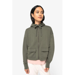 Sweat-shirt écoresponsable zippé à capuche French Terry femme Personnalisable | BCM Goodies - 4