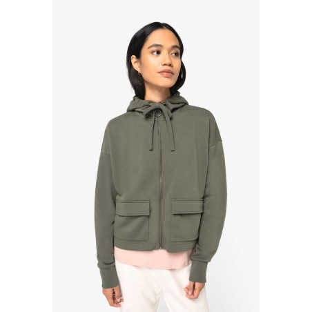 Sweat-shirt écoresponsable zippé à capuche French Terry femme Personnalisable | BCM Goodies - 4
