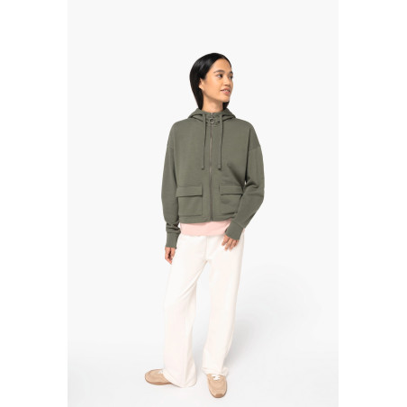 Sweat-shirt écoresponsable zippé à capuche French Terry femme Personnalisable | BCM Goodies - 1