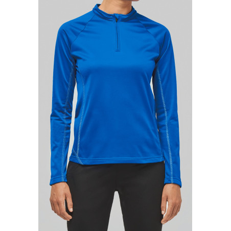 Haut de sport manches longues ¼ zip femme Personnalisable | BCM Goodies - 1