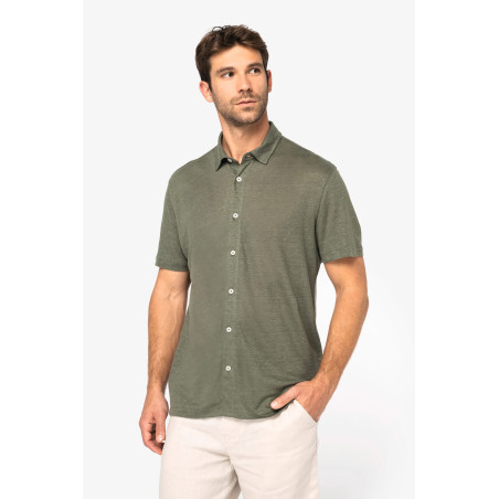 Chemise à manches courtes en lin homme Personnalisable | BCM Goodies - 4